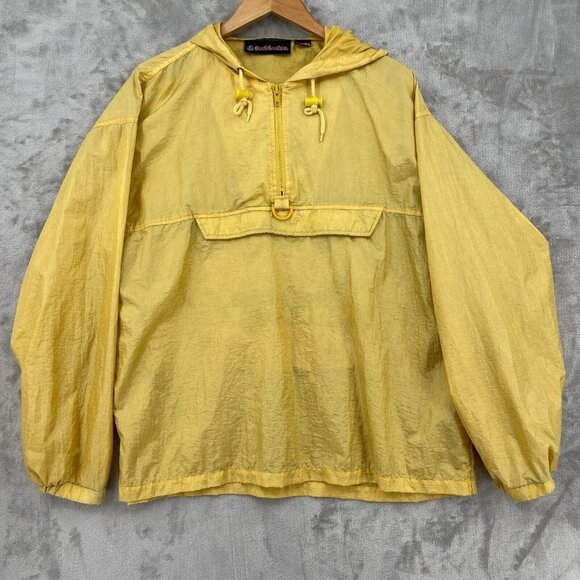 Foot Locker Vintage 90s Yellow Ripstop Nylon Packable Windbreaker Hooded - Picture 1 of 12